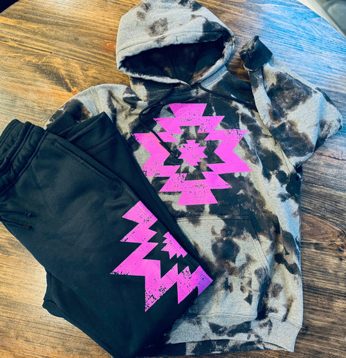 Acid wash pink Aztec sweatsuit sweat set (purchase product image 2