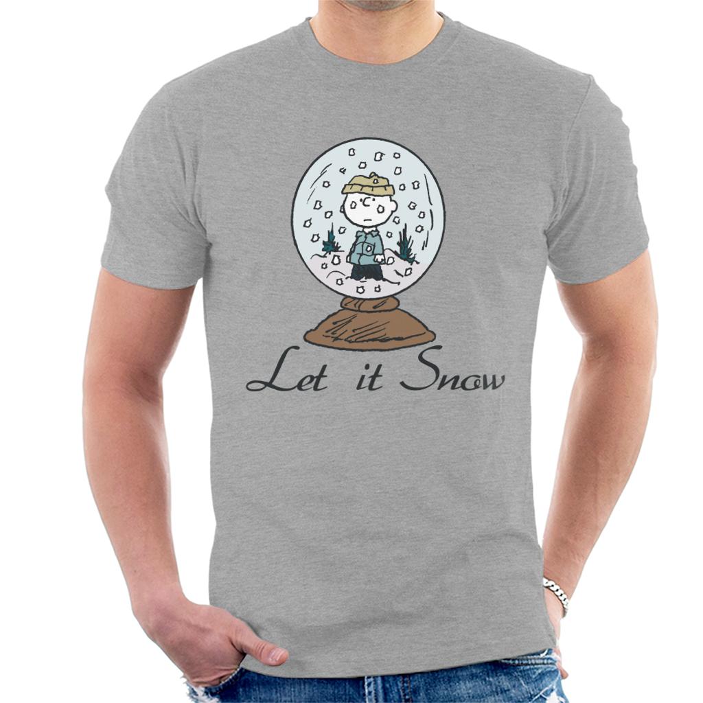 Peanuts Charlie Brown Let It Snow Globe Men's T-Shirt product image 1