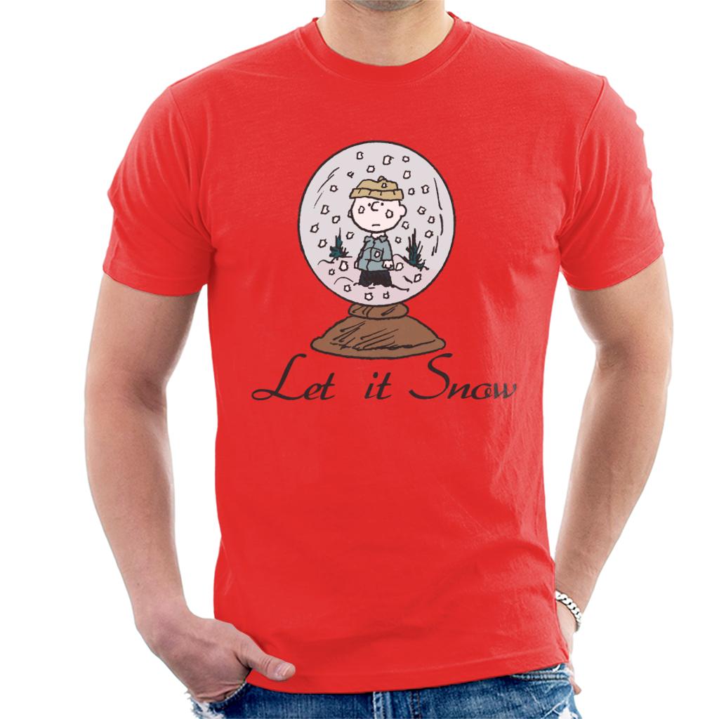 Peanuts Charlie Brown Let It Snow Globe Men's T-Shirt product image 6