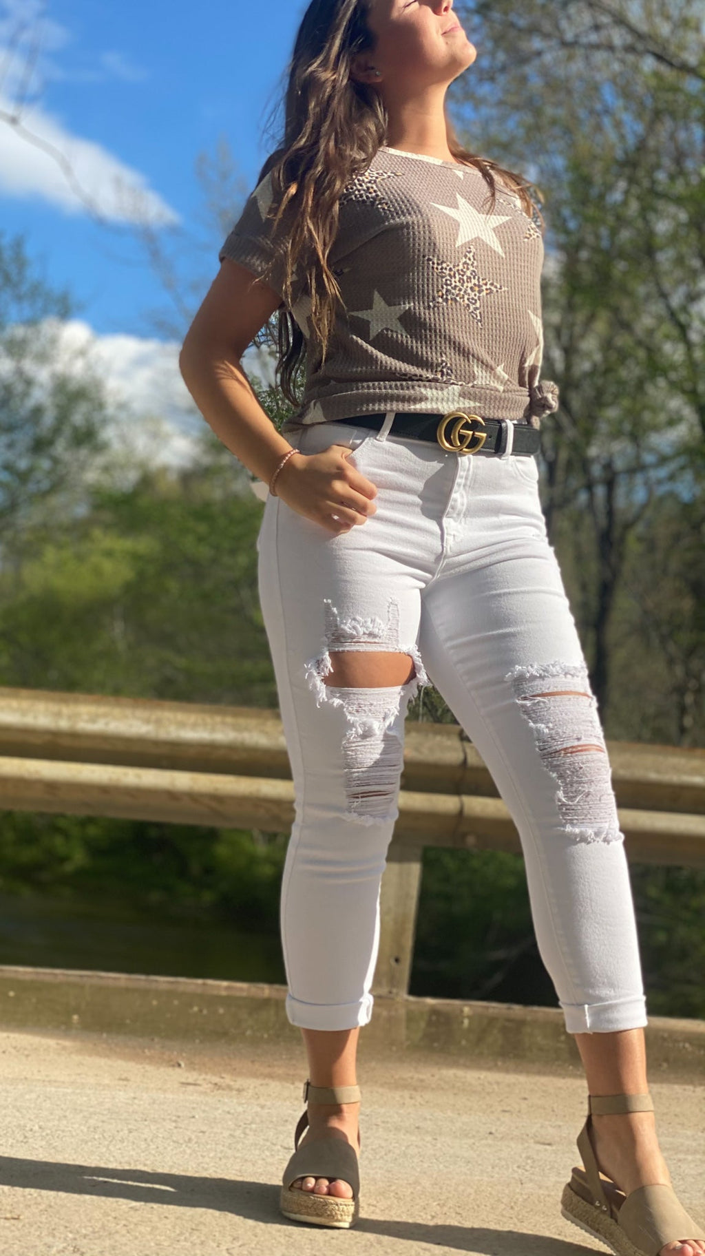 White Ripped Cello Jeans