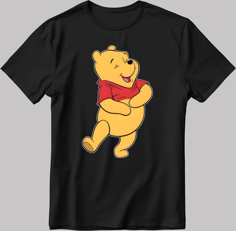 Disney Winnie the Pooh, Short Sleeve White-Black Men's / Women's T Shirt L929