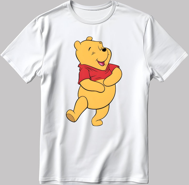 Disney Winnie the Pooh, Short Sleeve White-Black Men's / Women's T Shirt L929