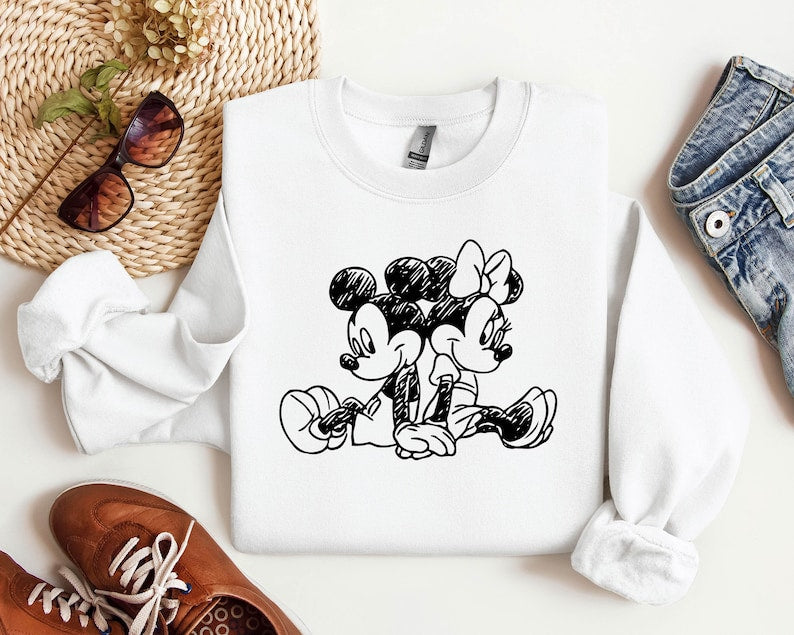 Vintage Mickey and Minnie Sweatshirt, Gift For Couples, Lovely Sweatshirt, Magic Trip Hoodie, Animation Mickey Mouse, Disney Trip Sweatshirt