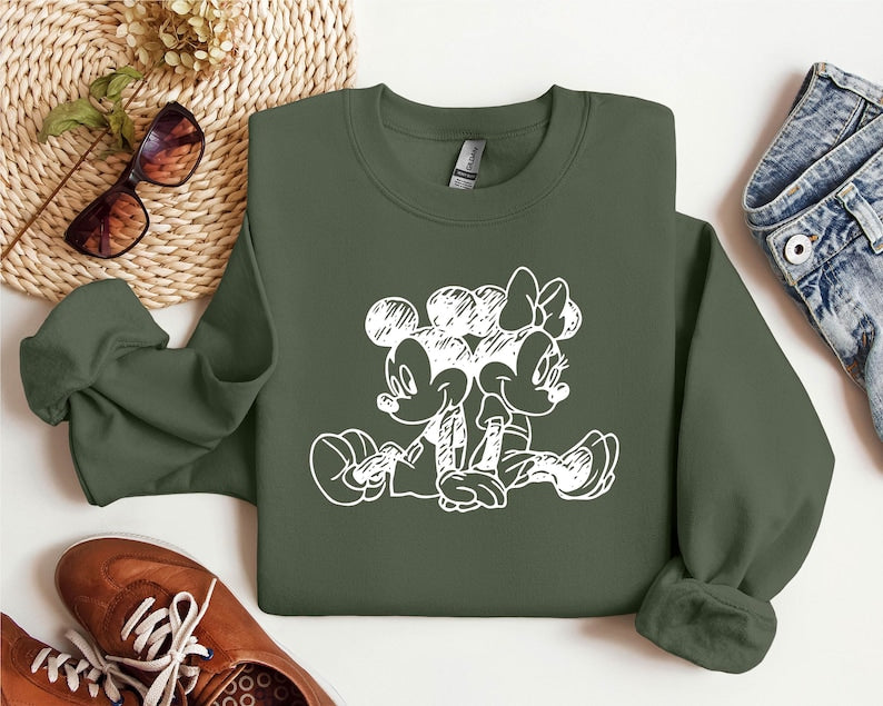 Vintage Mickey and Minnie Sweatshirt, Gift For Couples, Lovely Sweatshirt, Magic Trip Hoodie, Animation Mickey Mouse, Disney Trip Sweatshirt
