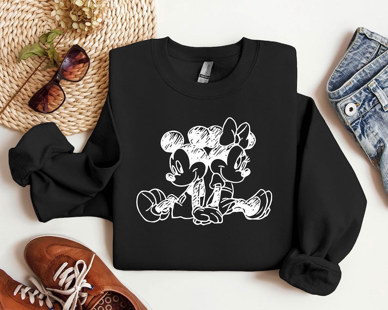 Vintage Mickey and Minnie Sweatshirt, Gift For Couples, Lovely Sweatshirt, Magic Trip Hoodie, Animation Mickey Mouse, Disney Trip Sweatshirt