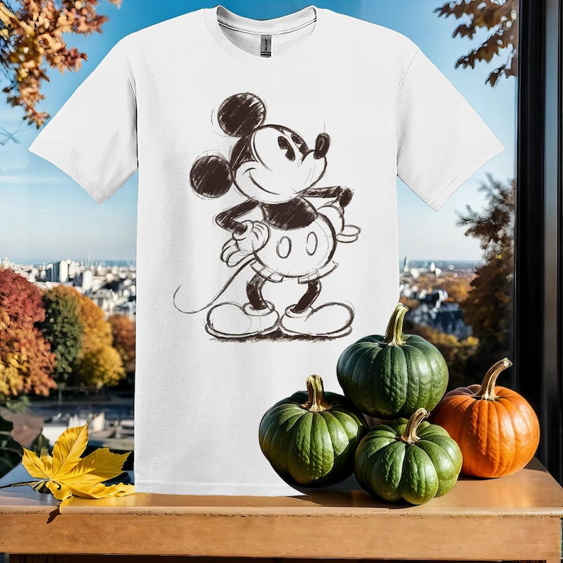 Disney Mickey Mouse Sketch T-Shirt Tshirt T Shirt Hoodie Unisex Men Women Kids (S-5XL) | Gildan Top for Boys & Girls SY257