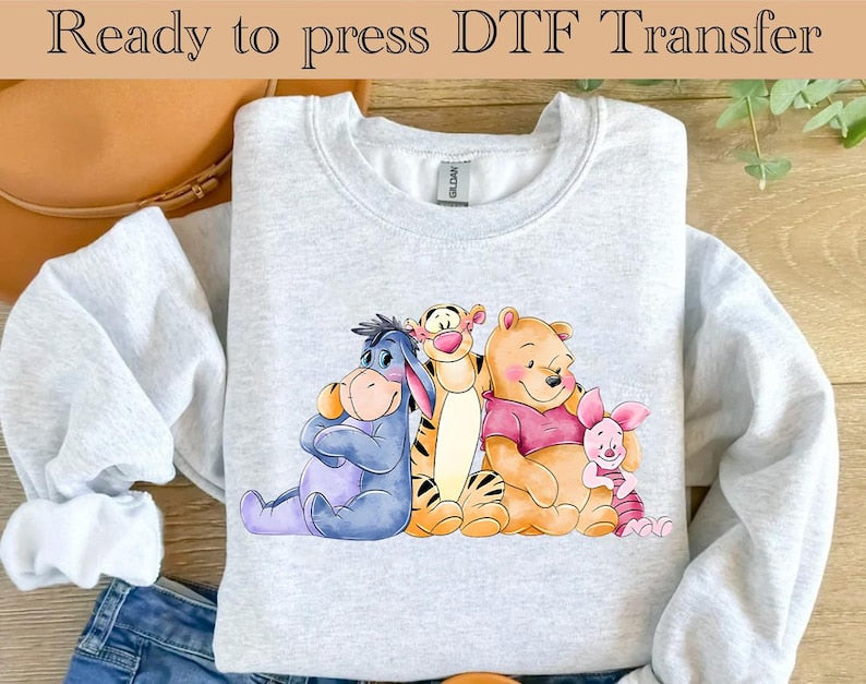 Winnie The Pooh DTF Transfer, Disney Ready To Press, Pooh Bear And Friends Transfer, Hunny Heat Transfer,Disneyland Birthday Family Trip DTF