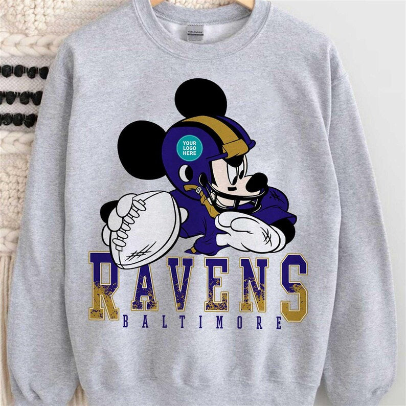 CUSTOM Football Team Inspired Mickey Sweatshirt, All Teams Available Football Matching Disney Shirts, Custom Sports Team For Men Women Kids
