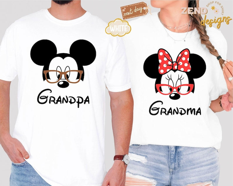Comfort Colors® Disney Grandpa and Grandma Shirt, Mickey Grandpa T-Shirt, Minnie Grandma Shirt, Grandparents Sweatshirt, Disney Couple Tee