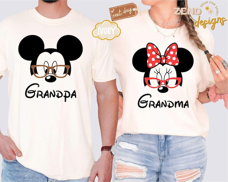 Comfort Colors® Disney Grandpa and Grandma Shirt, Mickey Grandpa T-Shirt, Minnie Grandma Shirt, Grandparents Sweatshirt, Disney Couple Tee
