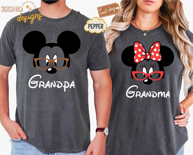 Comfort Colors® Disney Grandpa and Grandma Shirt, Mickey Grandpa T-Shirt, Minnie Grandma Shirt, Grandparents Sweatshirt, Disney Couple Tee