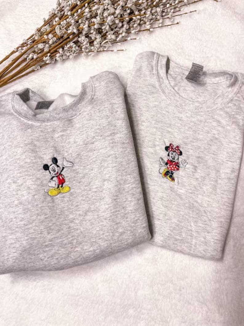 Fab Five Mickey, Mouse Mouse, Goofy, Donald, or Daisy Duck Character Embroidered Crewneck Sweatshirt, Disney, Matching Couple or Friend