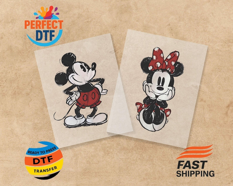 Mickey and Minnie Mouse DTF Transfer, Disney  Ready to Press