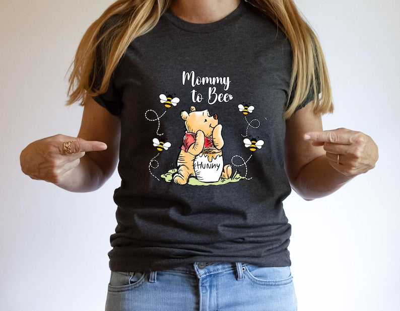 Mommy To Bee DTF Transfer, Pregnancy Reveal, Winnie The Pooh, Baby Shower Dtf Ready to Press, Funny Maternity Dtf Print, Baby Announcement