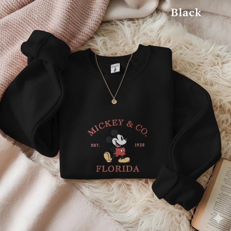 Mickey & Co 1928 Embroidered Sweatshirt, Disney Christmas, Retro Mickey And Co, Disneyworld Shirts, Disney Vacation Shirt, Disneyland Shirt