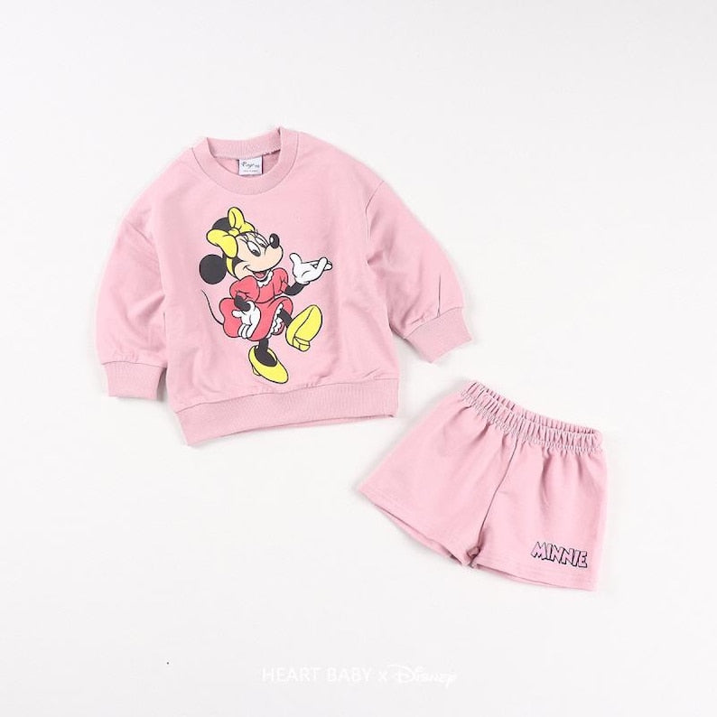 Disney Character Sweatshirts and Shorts Set for kids, Made in Korea