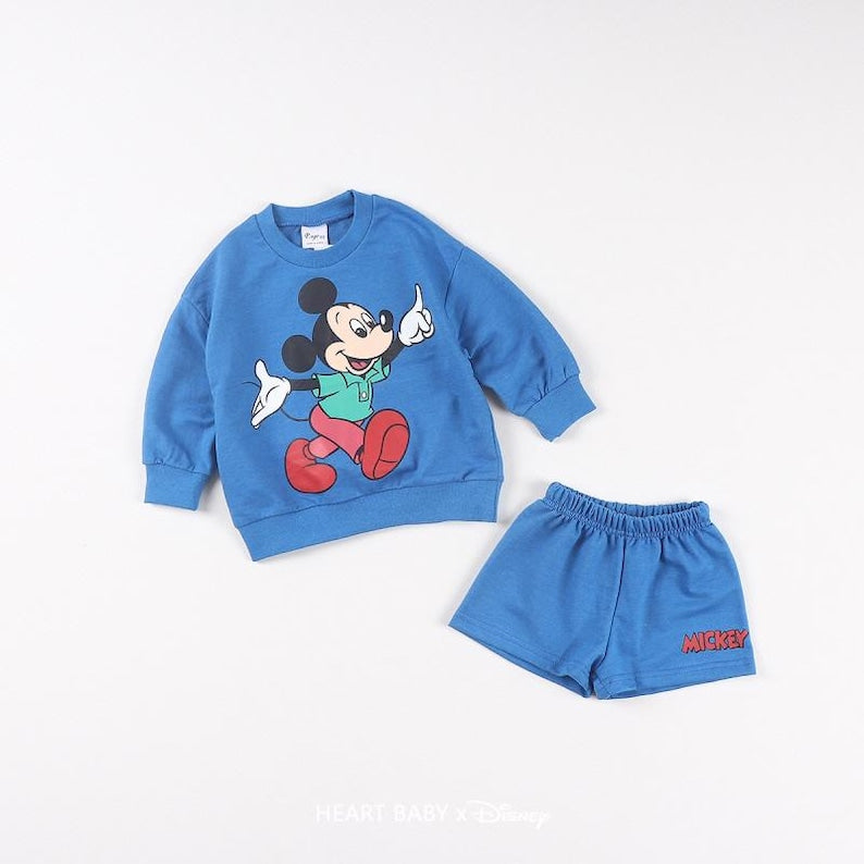 Disney Character Sweatshirts and Shorts Set for kids, Made in Korea