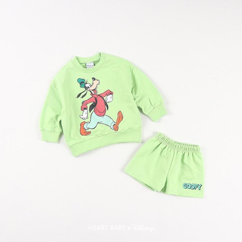 Disney Character Sweatshirts and Shorts Set for kids, Made in Korea