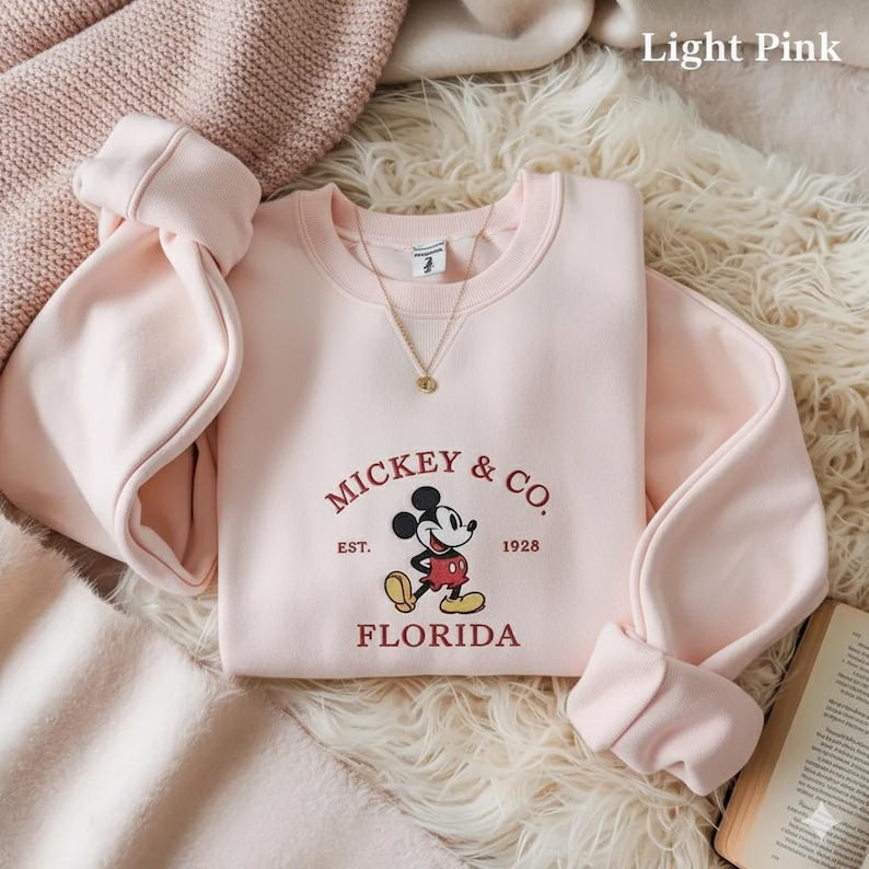 Mickey & Co 1928 Embroidered Sweatshirt, Disney Christmas, Retro Mickey And Co, Disneyworld Shirts, Disney Vacation Shirt, Disneyland Shirt