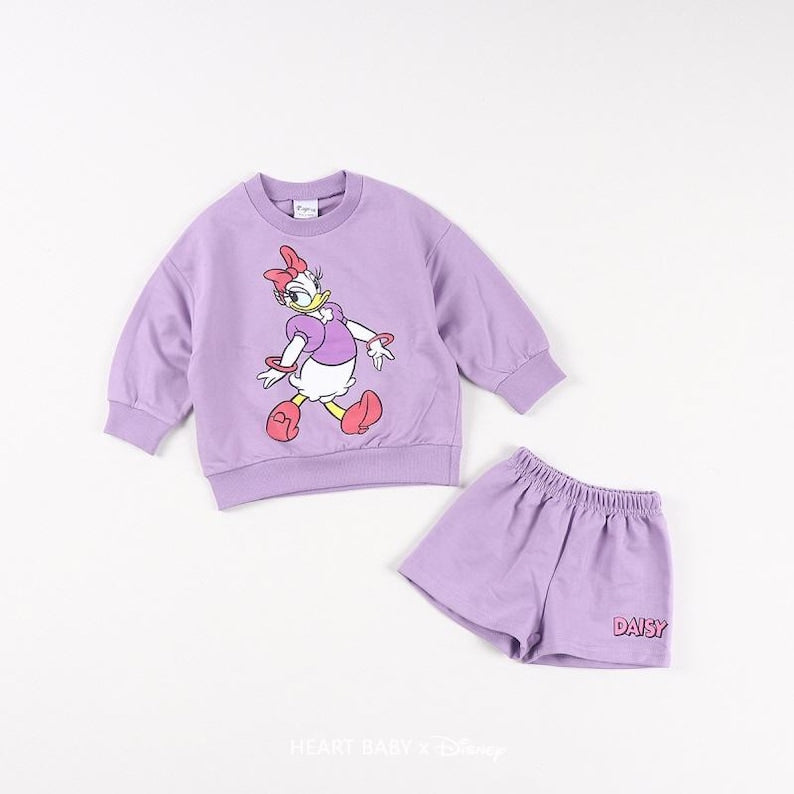 Disney Character Sweatshirts and Shorts Set for kids, Made in Korea
