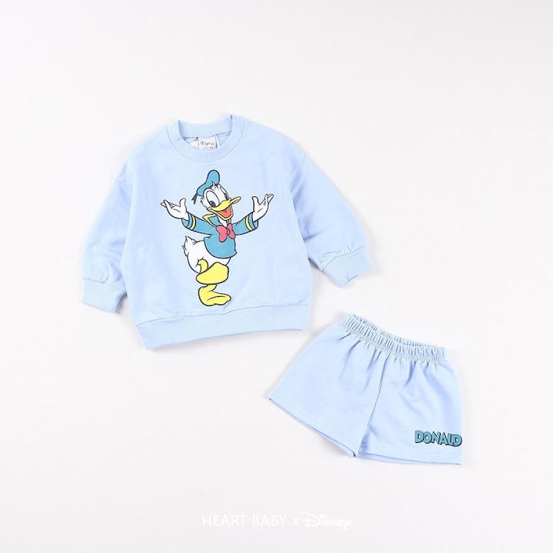 Disney Character Sweatshirts and Shorts Set for kids, Made in Korea