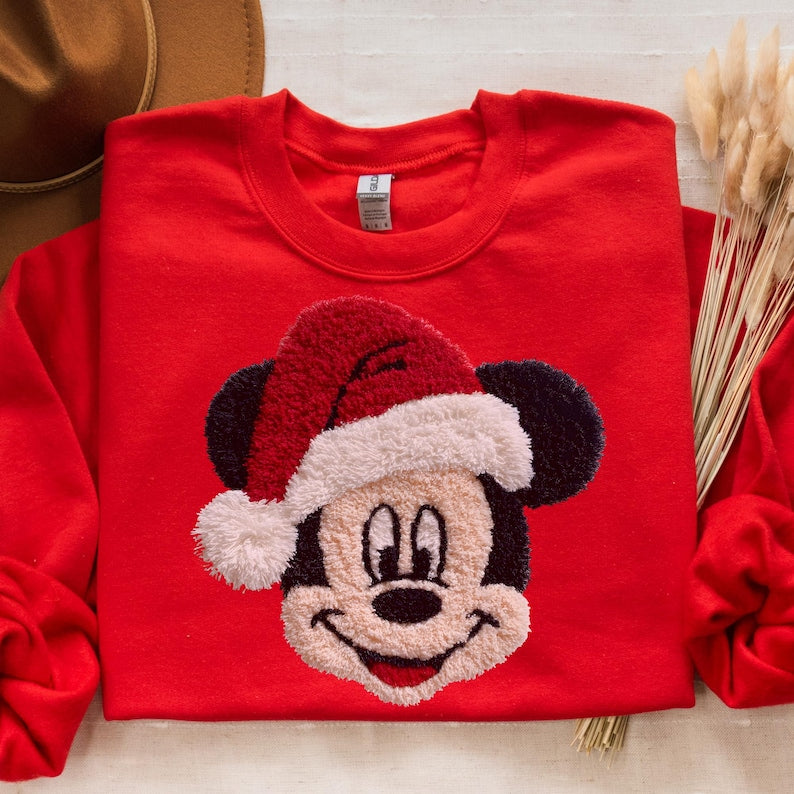Faux Embroidery Mickey Sweatshirt Very Merry Christmas Party Shirt Disney Christmas Mickey Shirt WDW Disneyland Xmas Family Shirt