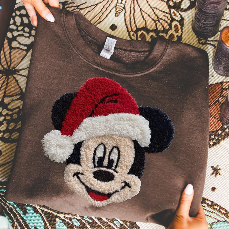 Faux Embroidery Mickey Sweatshirt Very Merry Christmas Party Shirt Disney Christmas Mickey Shirt WDW Disneyland Xmas Family Shirt