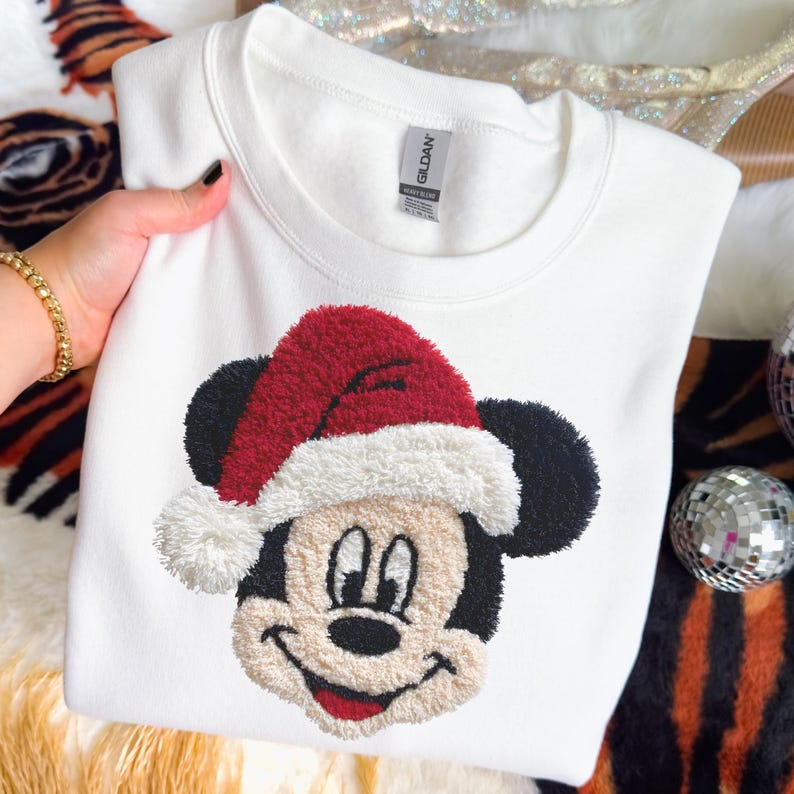 Faux Embroidery Mickey Sweatshirt Very Merry Christmas Party Shirt Disney Christmas Mickey Shirt WDW Disneyland Xmas Family Shirt