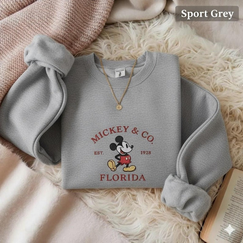 Mickey & Co 1928 Embroidered Sweatshirt, Disney Christmas, Retro Mickey And Co, Disneyworld Shirts, Disney Vacation Shirt, Disneyland Shirt