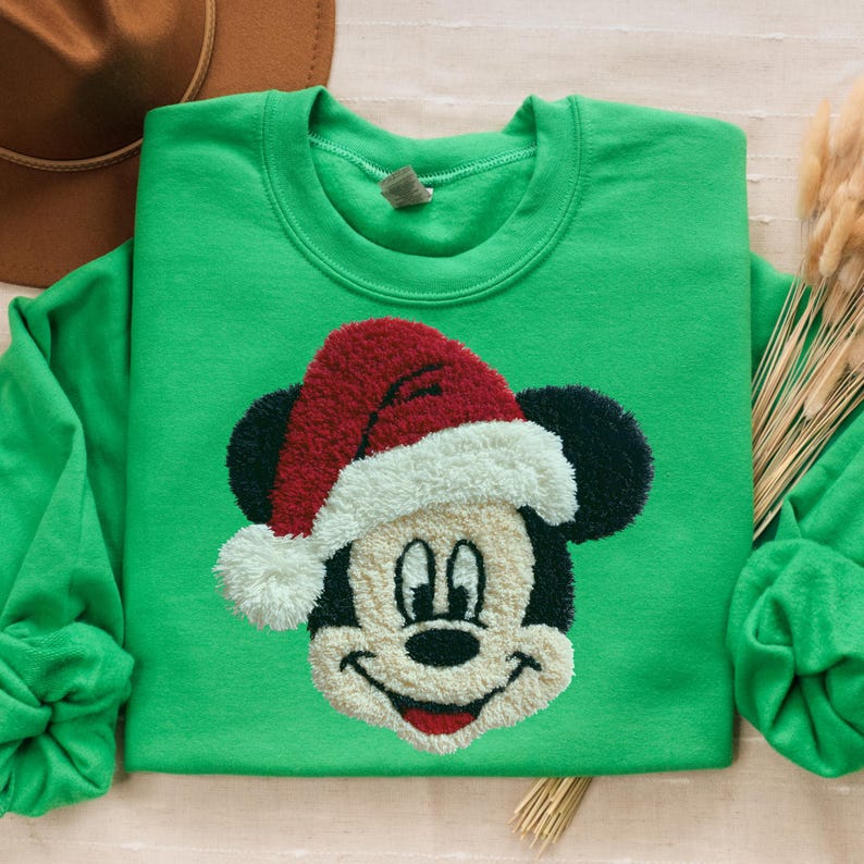Faux Embroidery Mickey Sweatshirt Very Merry Christmas Party Shirt Disney Christmas Mickey Shirt WDW Disneyland Xmas Family Shirt