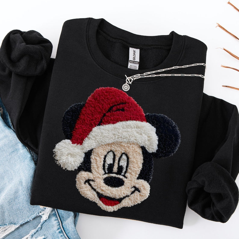Faux Embroidery Mickey Sweatshirt Very Merry Christmas Party Shirt Disney Christmas Mickey Shirt WDW Disneyland Xmas Family Shirt