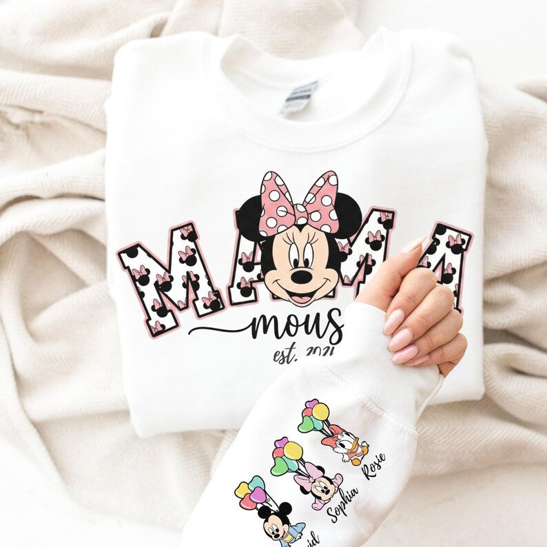 Custom Mama Mouse Sweatshirt, Disney Mama Est 2026 Sweater with Kids Names, Personalized New Mom Hoodie, Mothers Day Gift, Minnie Mama Shirt
