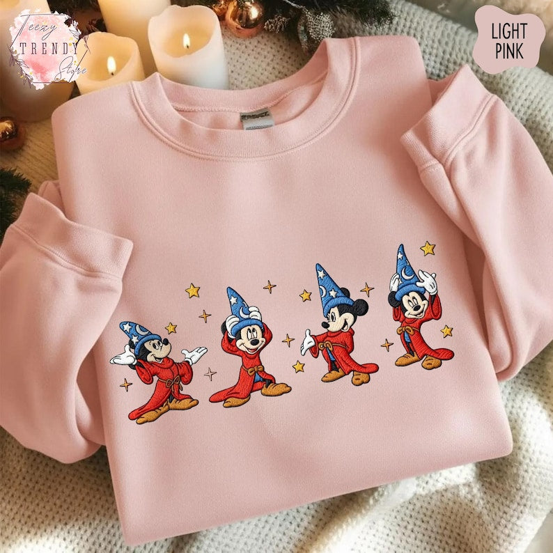 Embroidered Walt Disney Fantasia Mickey Watercolor Shirt, Fantasia Mickey Sweatshirt, Mickey Sorcerer Tee, Disneyland Family Matching Shirt