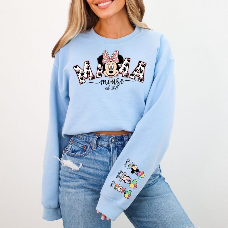 Custom Mama Mouse Sweatshirt, Disney Mama Est 2026 Sweater with Kids Names, Personalized New Mom Hoodie, Mothers Day Gift, Minnie Mama Shirt