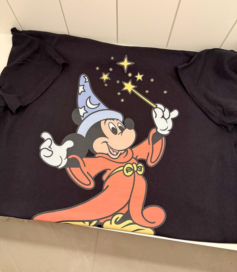 Mickey Mouse Retro Sorcerer T-shirt or Sweatshirt: White Oversized Graphic Custom Tee