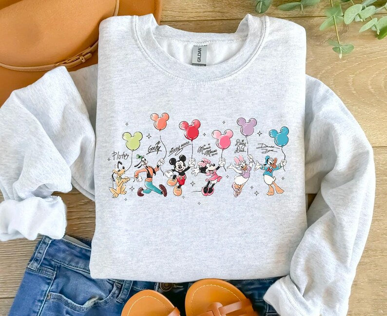 Disney Mickey and Friends with Balloons Shirt Disney Trip Sweatshirt Magic Kingdom shirt Mickey and Friends Tee