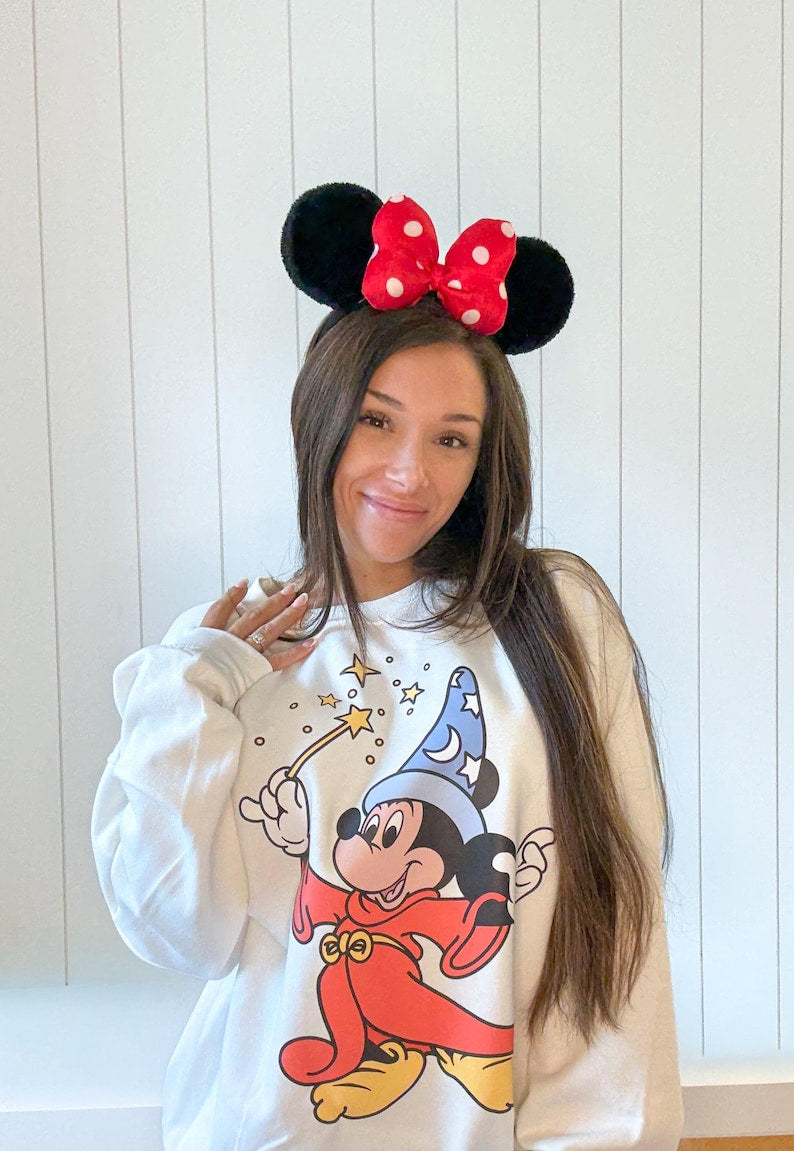 Mickey Mouse Retro Sorcerer T-shirt or Sweatshirt: White Oversized Graphic Custom Tee