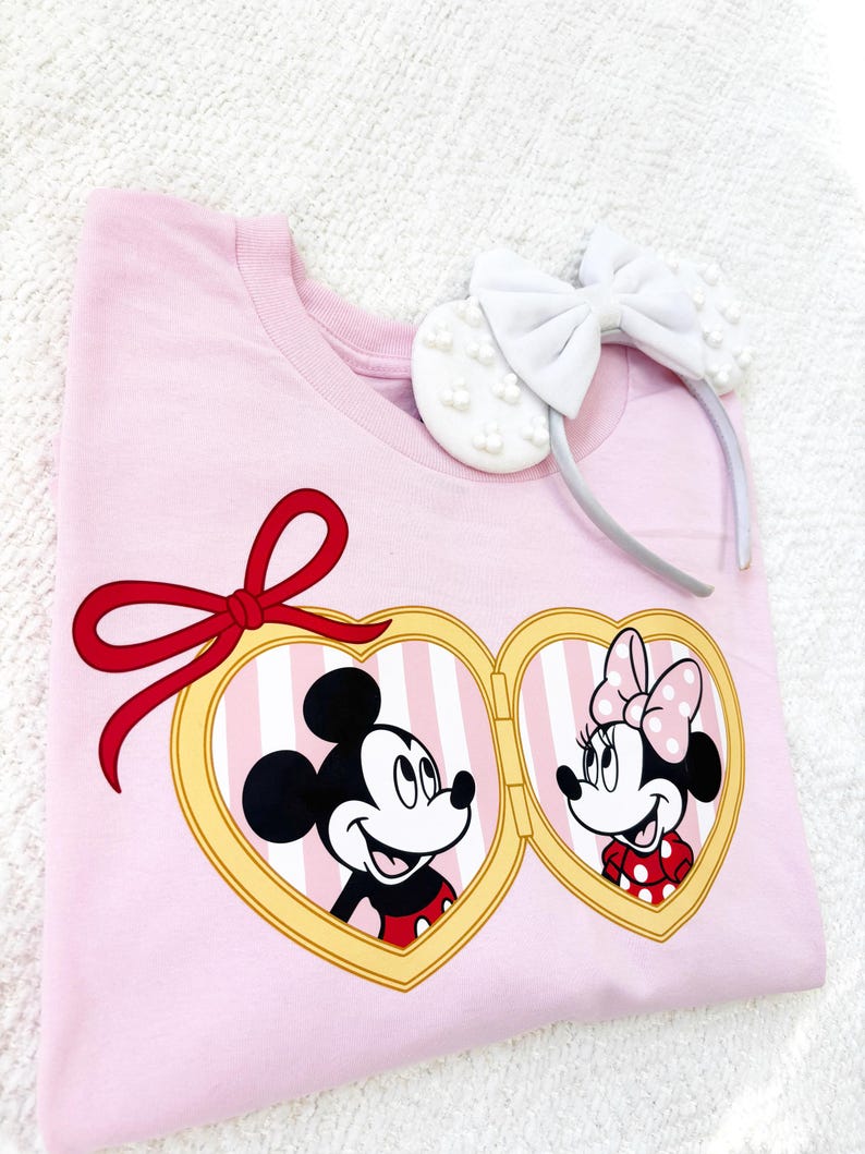 Adorable Mickey and Minnie Heart Locket Tee