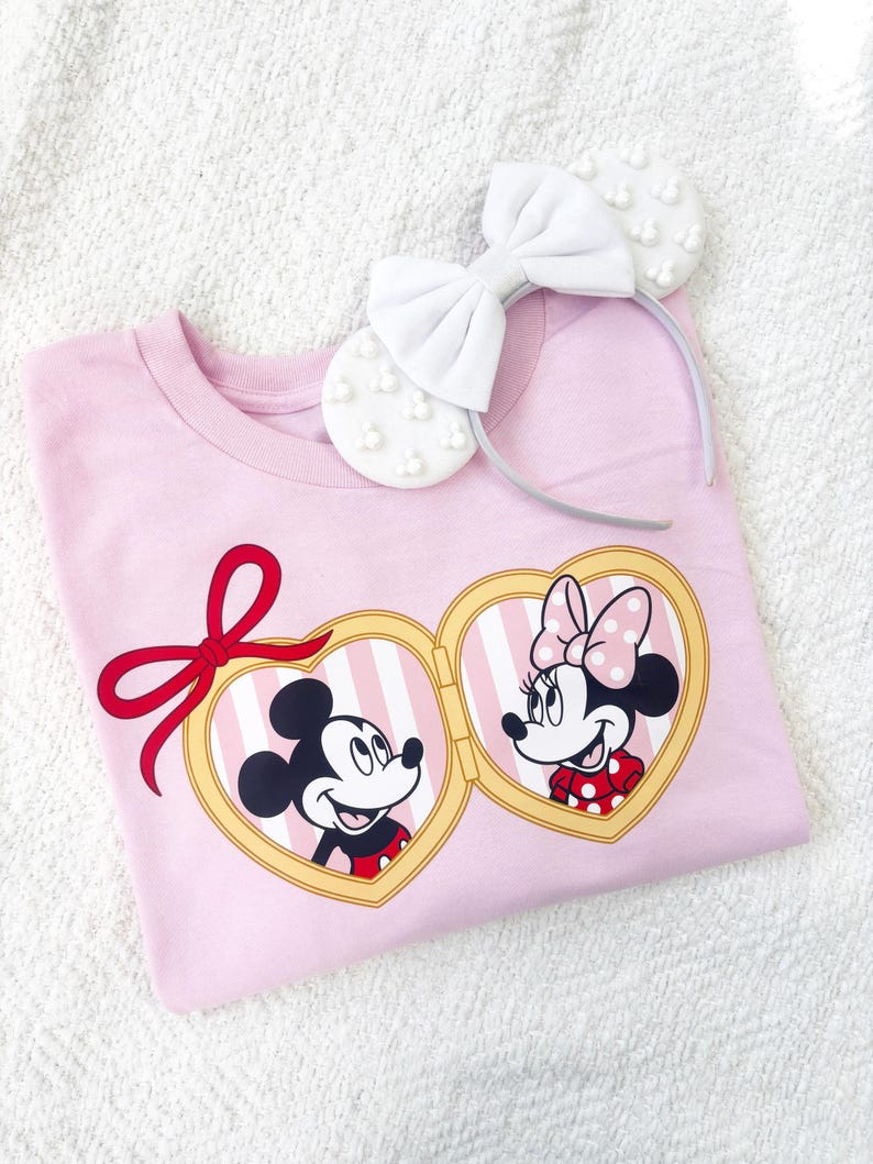 Adorable Mickey and Minnie Heart Locket Tee