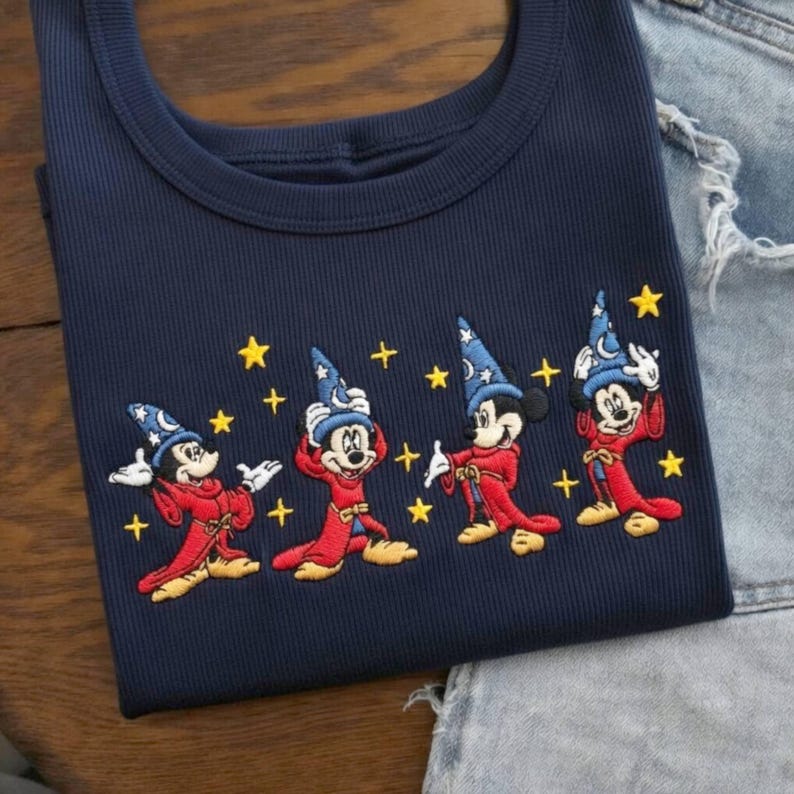 Vintage Disney Fantasia Mickey Tank Top, Sorcerer Mickey Shirt, Magic Mickey Crop Top, Cute Disney Tank, Aesthetic Ribbed Summer Top