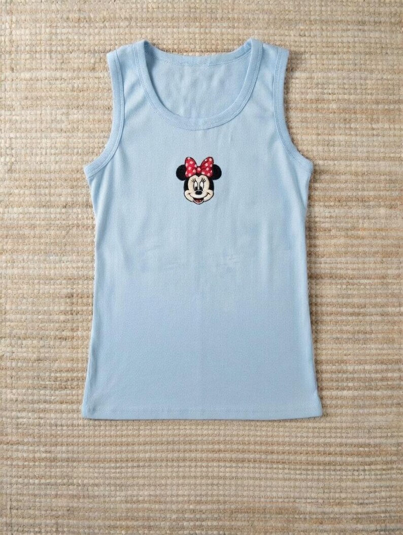 Vintage Disney Embroidered Tank Top, Loose Fit Minnie & Mickey Mouse Shirt, Retro Sleeveless Disney Top, Comfortable Disney Wear