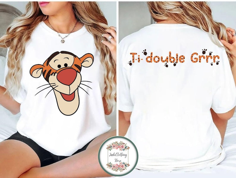 2-Sided Disney Winnie The Pooh Big Face Shirt, Winnie the Pooh Tigger Eeyore Piglet Roo Kanga Owl Shirt, Disneyland Family Matching Shirt