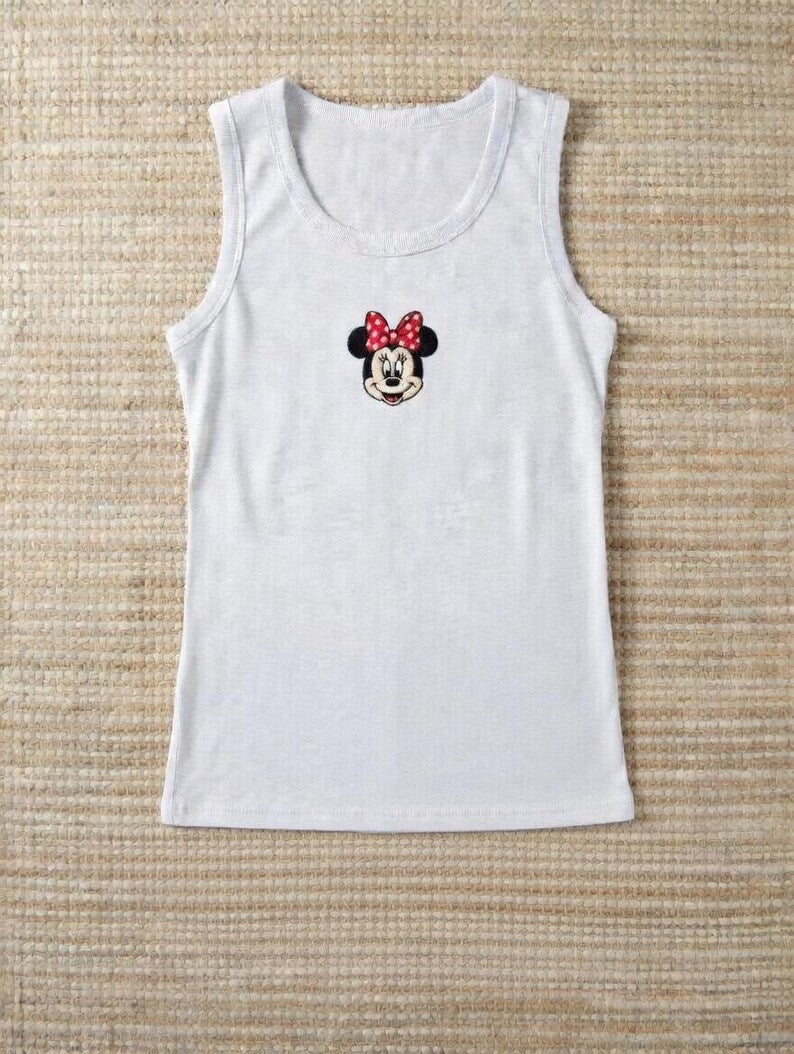 Vintage Disney Embroidered Tank Top, Loose Fit Minnie & Mickey Mouse Shirt, Retro Sleeveless Disney Top, Comfortable Disney Wear