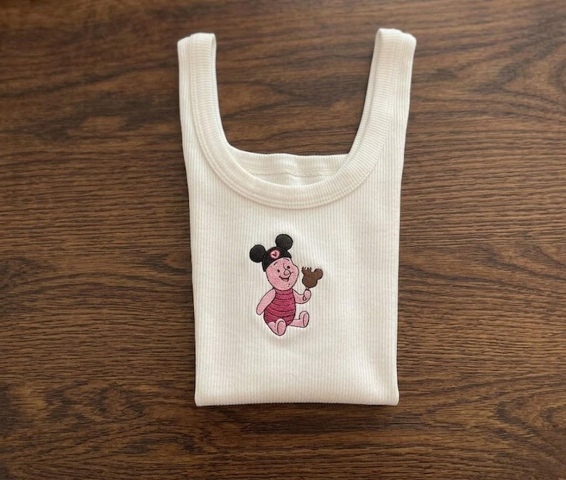 Disney Winnie The Pooh Embroidered Tank Top, Pooh Tigger Piglet Eeyore Watercolor Shirt, Group Matching Disney Tee
