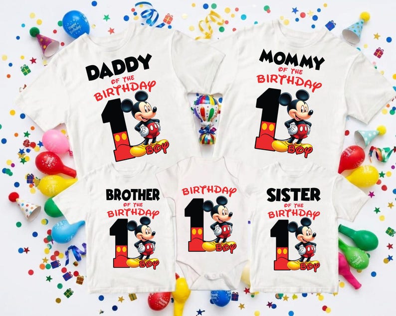 1st Birthday Mickey Shirt, Mickey Birthday Family Tees, Mommy of the Birthday Boy Mickey Mouse, Disney Birthday Gift, Family Disney Matching