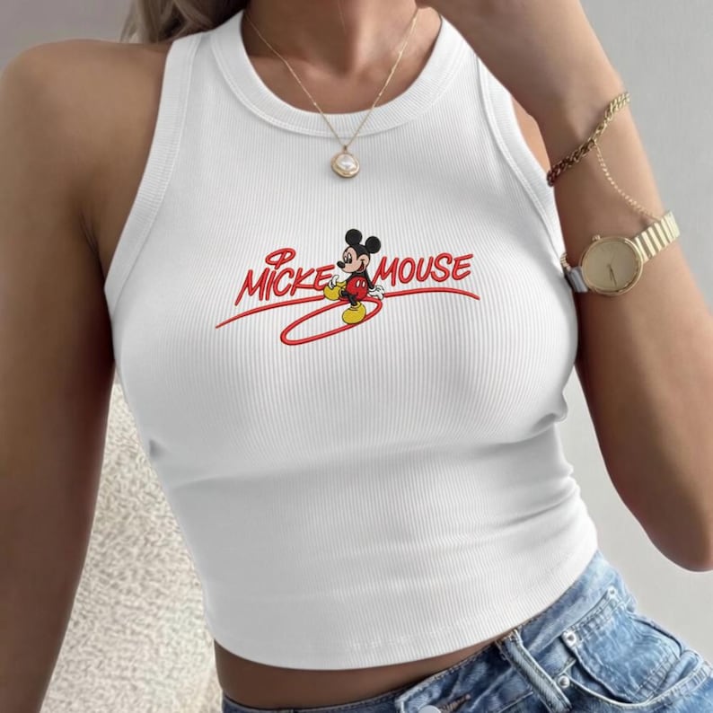 Embroidered Mickey Mouse Tank Top, Cute Disney Shirt for Women, Soft Breathable Summer Outfit, Perfect Disney Trip Gift for Fans
