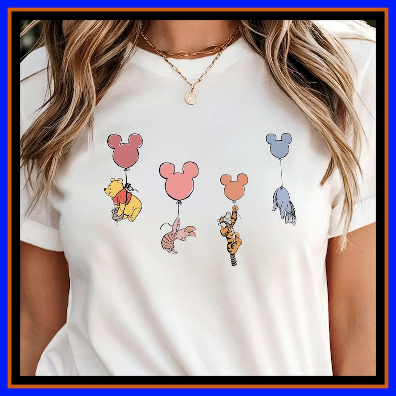 Winnie The Pooh and Friends T-Shirt, Pooh T-Shirt Tshirt T Shirt Hoodie Unisex Men Women Kids (S-5XL) | Gildan Top for Boys & Girls | SL292