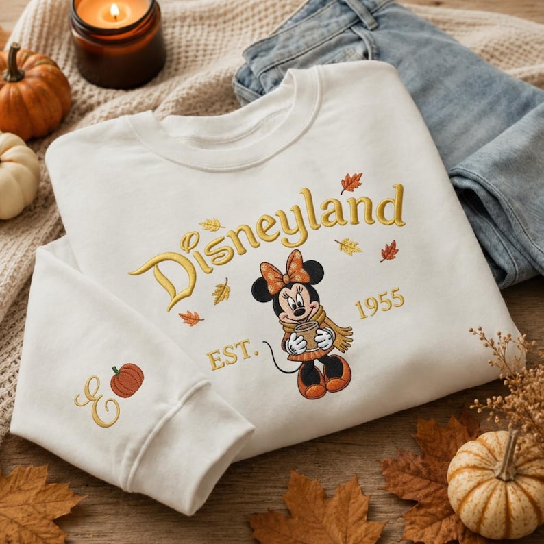 Embroidered Disneyland Sweatshirt, Pumpkin Mickey Minnie Halloween Shirt, Disney Halloween Trip Shirt, Family Matching Disney Outfit