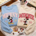 Embroidered Custom Mouse and Friends Sweatshirt, Gingham Applique Crewneck, Family Matching Vacation Shirts, Couple Mickey and Minnie Shirts