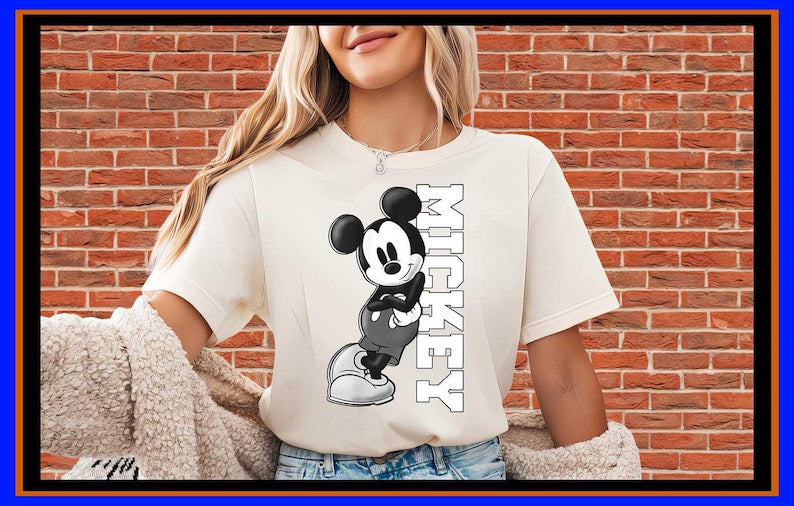 Mickey Mouse Shirt Vintage Disney Tee Retro Cartoon Hoodie Classic Black and White Mouse Disney World Trip Gift For Disney Fans OP136